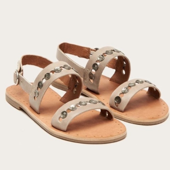 Frye Ally 2 band hammered disk sling sandals gray size 7 - Picture 1 of 9